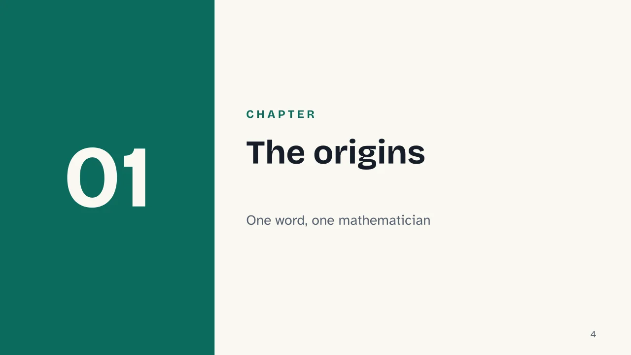 Slide 4 of the presentation on Algebra: Chapter 01: The origins