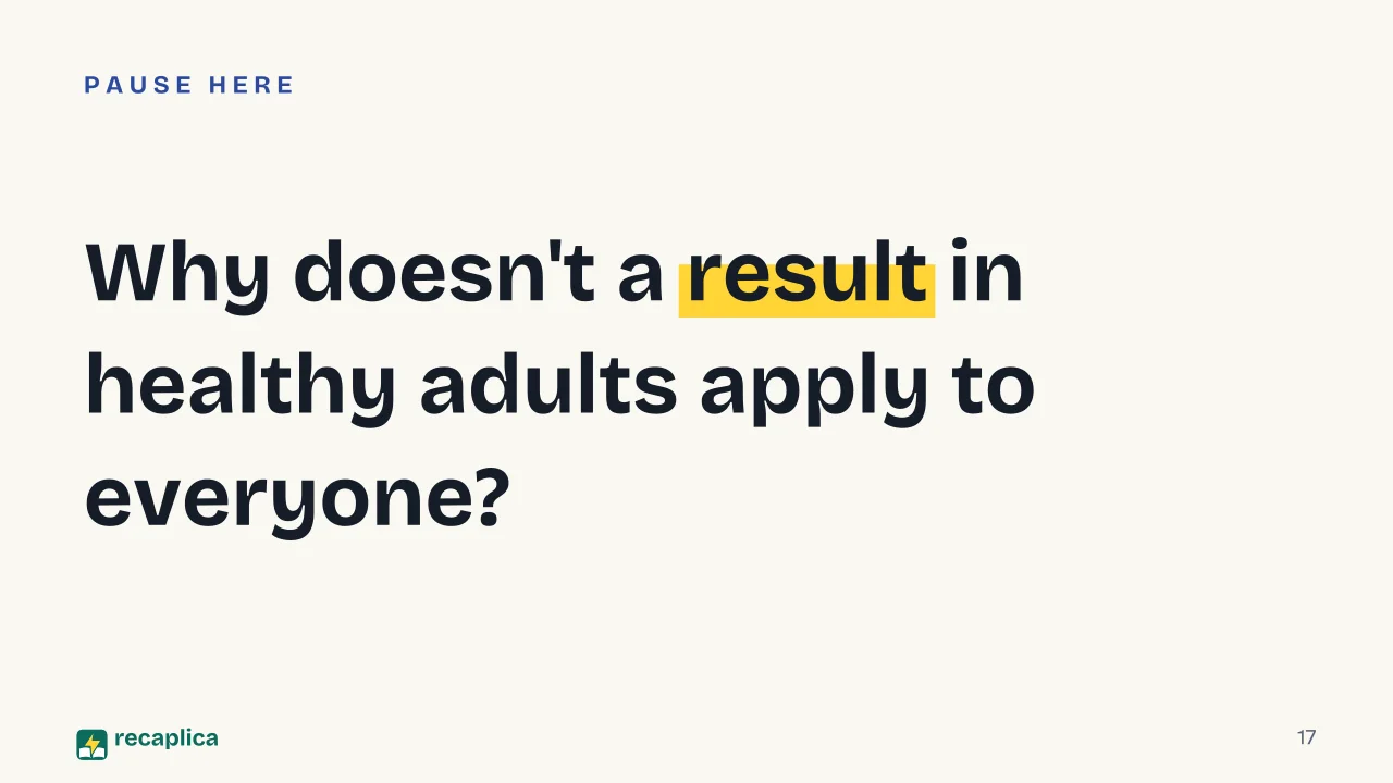 Slide 17 of the presentation on Arginine: Why doesn't a result in healthy adults apply to everyone?