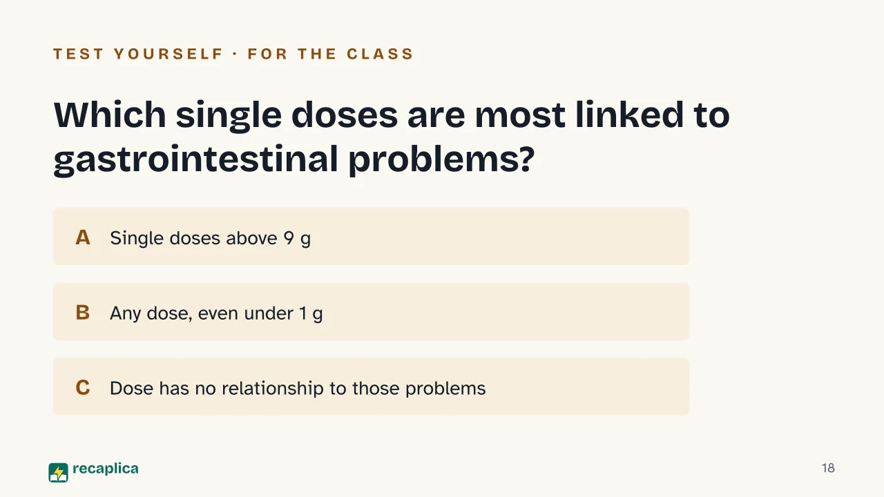 Slide 18 of the presentation on Arginine: Which single doses are most linked to gastrointestinal problems?