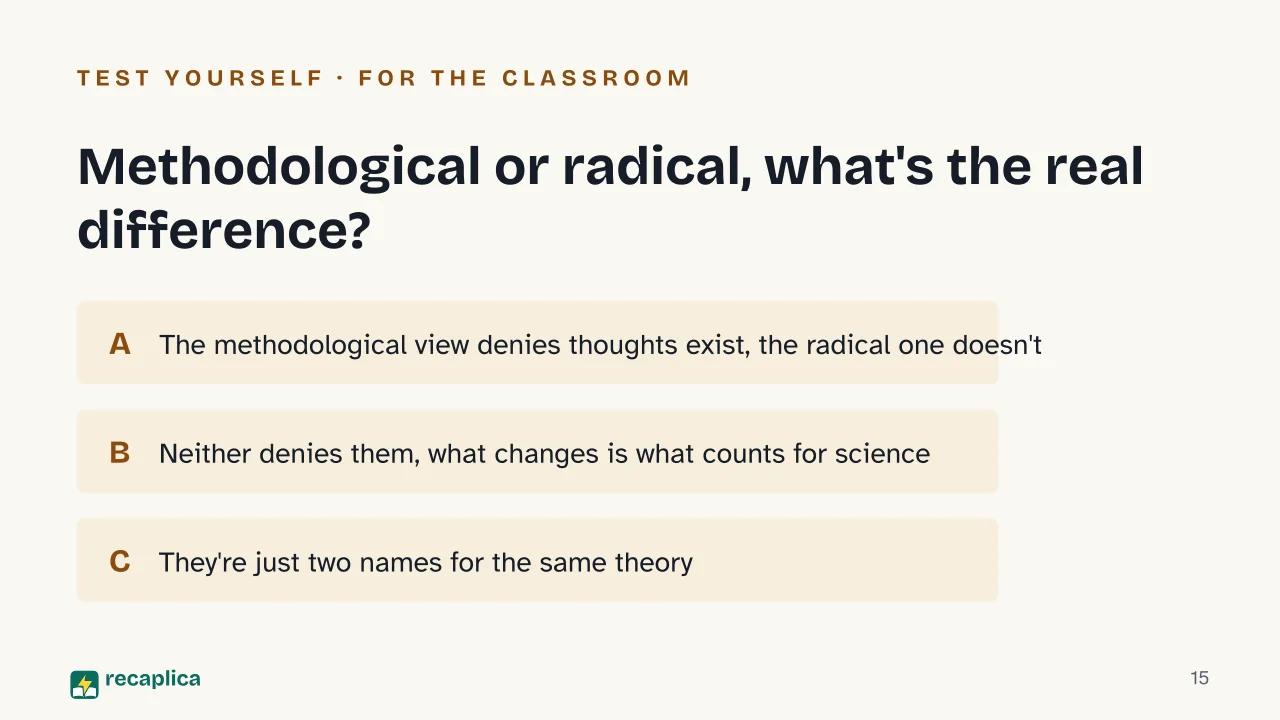 Slide 15 of the presentation on Behaviorism: Methodological or radical, what's the real difference?