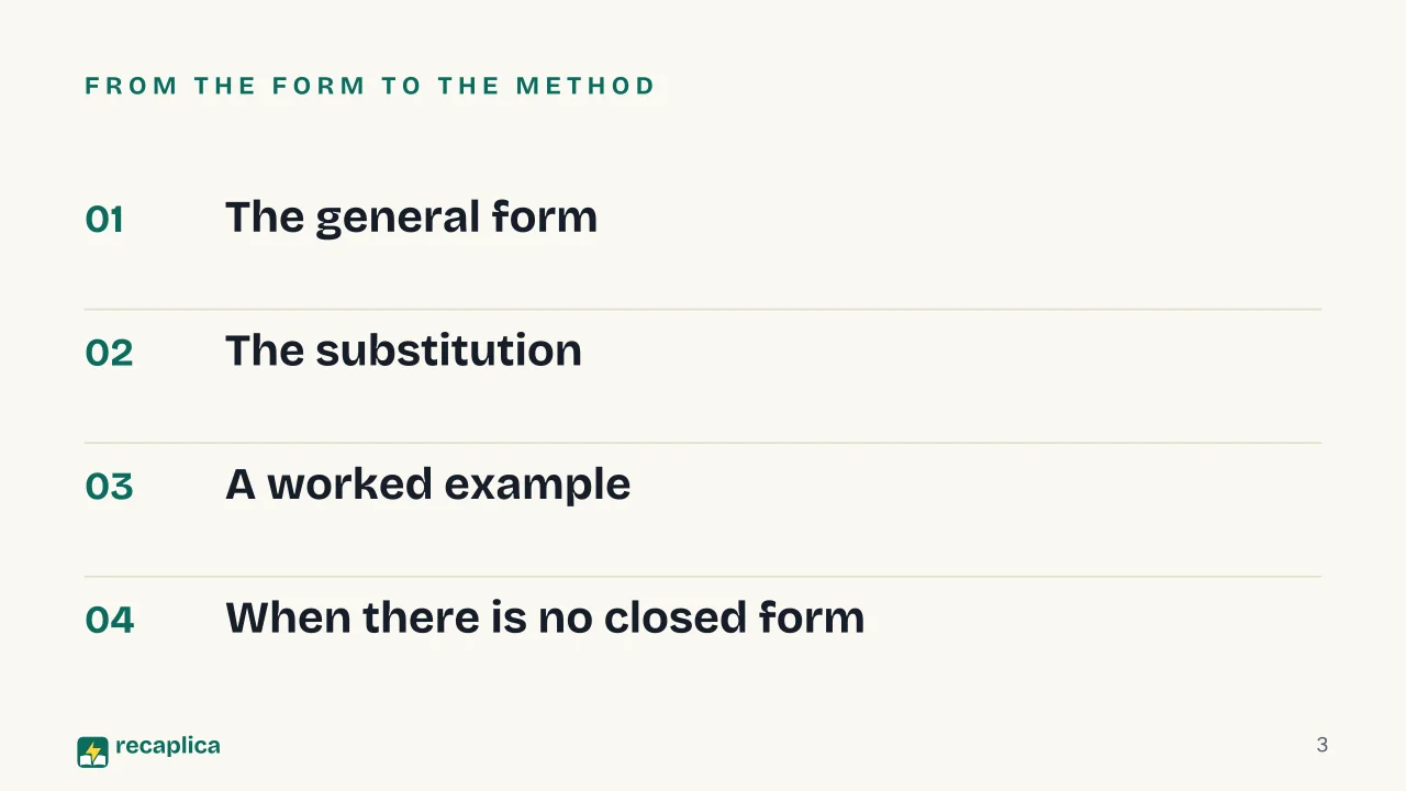 Slide 3 of the presentation on Bernoulli Differential Equation: From the form to the method