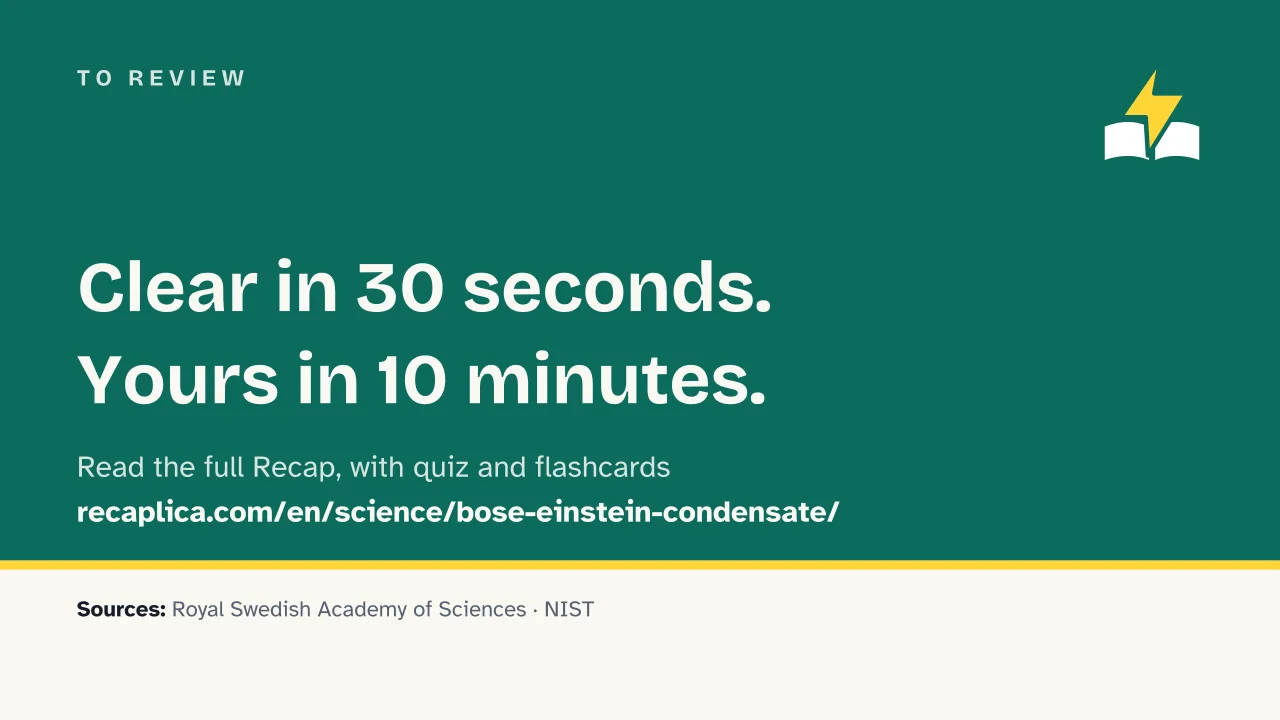 Slide 15 of the presentation on Bose-Einstein Condensate: To review