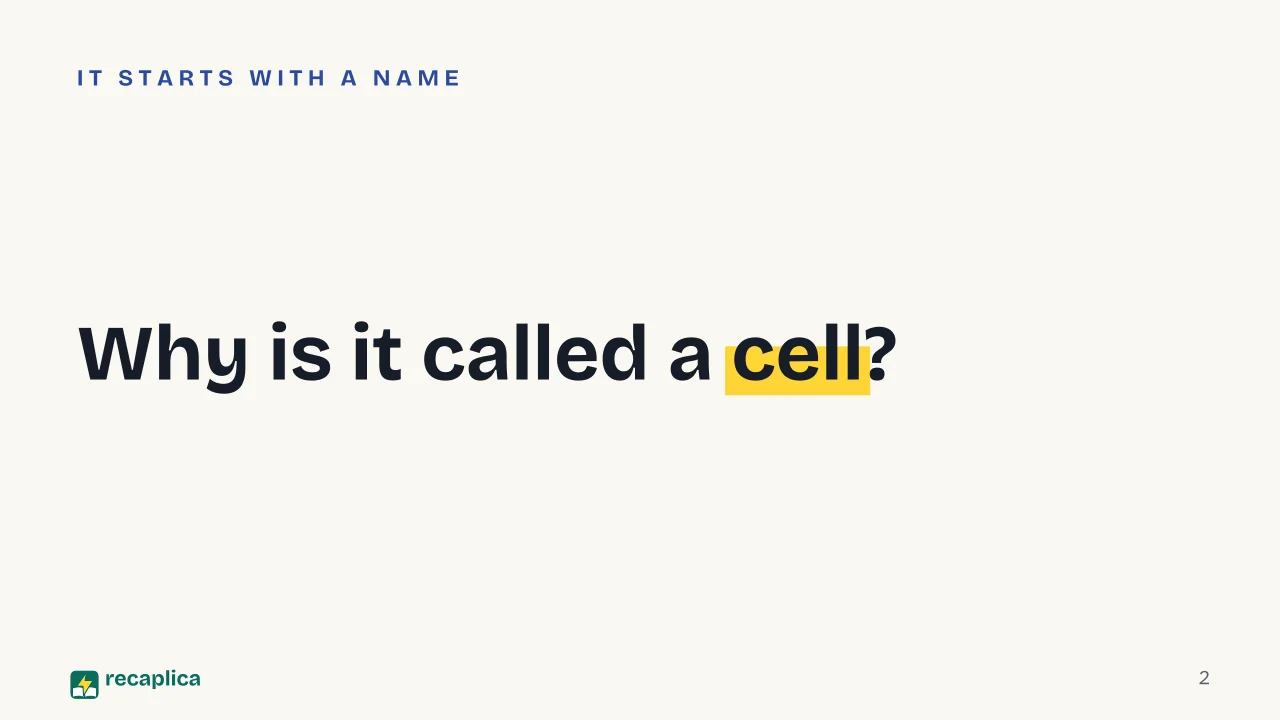 Slide 2 of the presentation on The cell: Why is it called a cell?