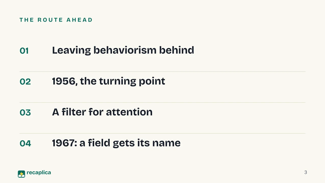 Slide 3 of the presentation on Cognitivism: The route ahead