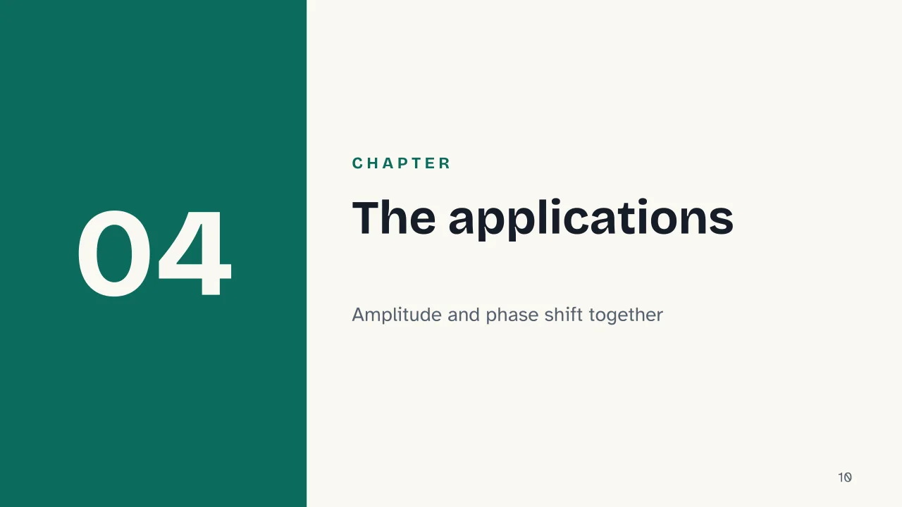 Slide 10 of the presentation on Complex Numbers: Chapter 04: The applications