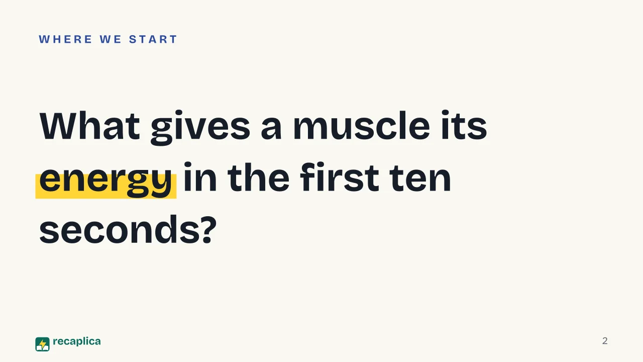Slide 2 of the presentation on Creatine: What gives a muscle its energy in the first ten seconds?