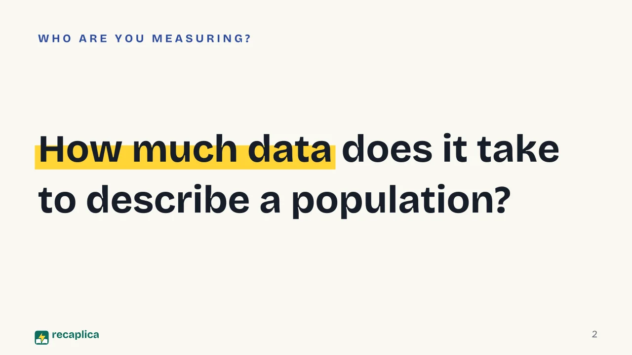 Slide 2 of the presentation on Descriptive Statistics: How much data does it take to describe a population?