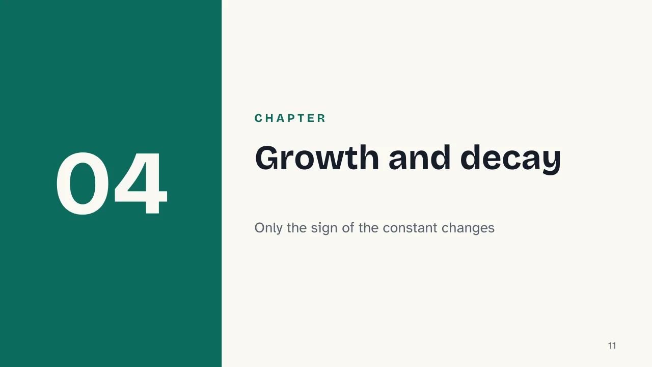 Slide 11 of the presentation on Differential Equations: Chapter 04: Growth and decay