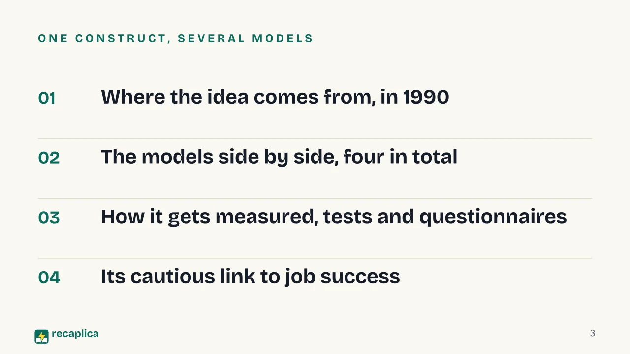 Slide 3 of the presentation on Emotional Intelligence: One construct, several models