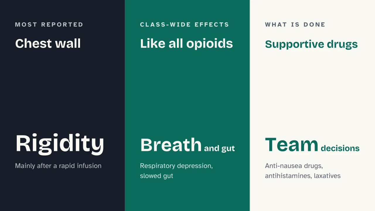 Slide 12 of the presentation on Fentanyl in the NICU: Chest wall · Like all opioids · Supportive drugs