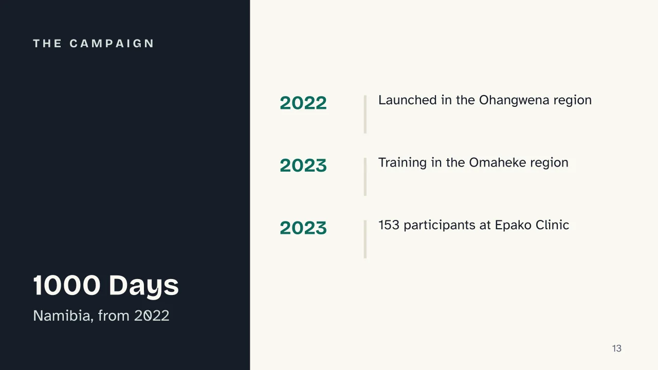 Slide 13 of the presentation on The First 1000 Days of Life: The campaign