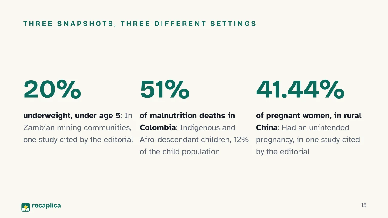 Slide 15 of the presentation on The First 1000 Days of Life: Three snapshots, three different settings