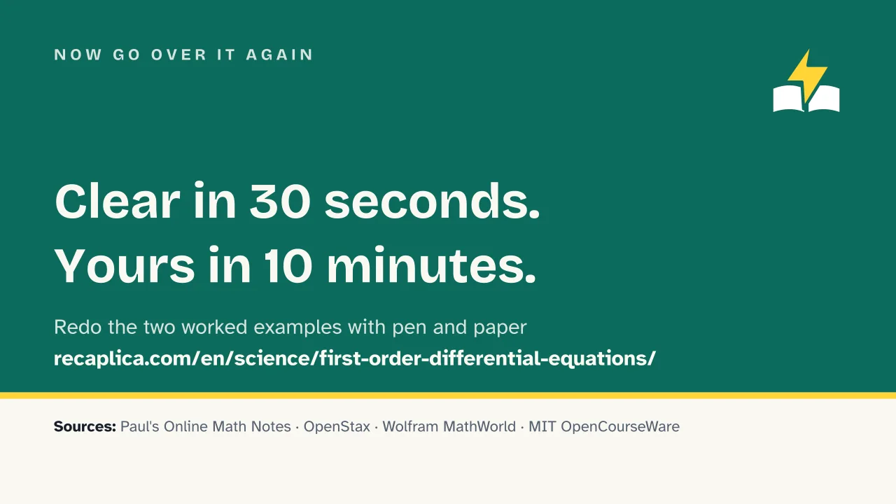 Slide 15 of the presentation on First order differential equations: Now go over it again