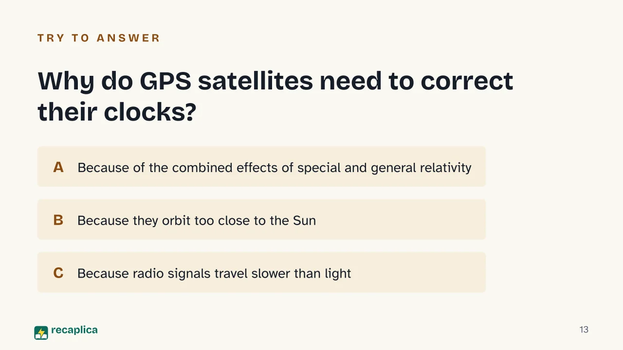 Slide 13 of the presentation on General Relativity: Why do GPS satellites need to correct their clocks?