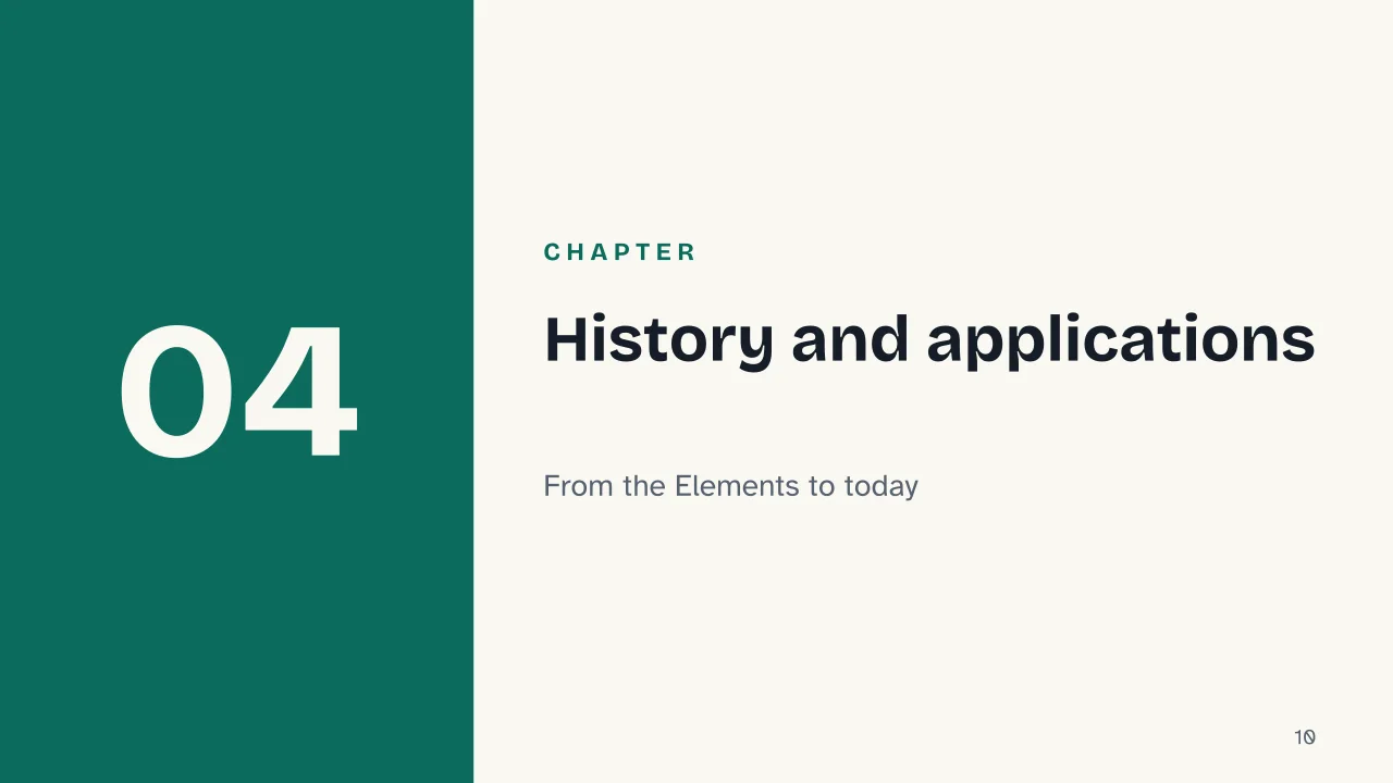 Slide 10 of the presentation on Greatest Common Divisor: Chapter 04: History and applications