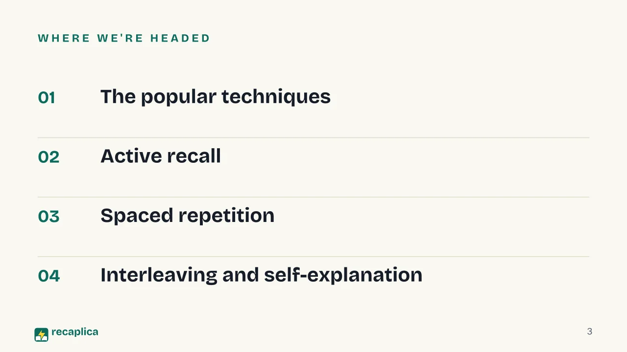 Slide 3 of the presentation on How to Study Effectively: Where we're headed