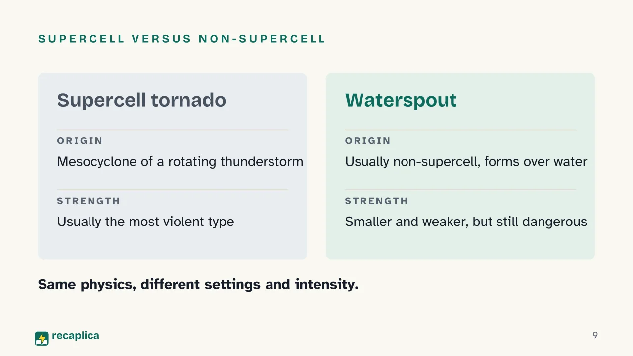 Slide 9 of the presentation on How Tornadoes Form: Supercell versus non-supercell