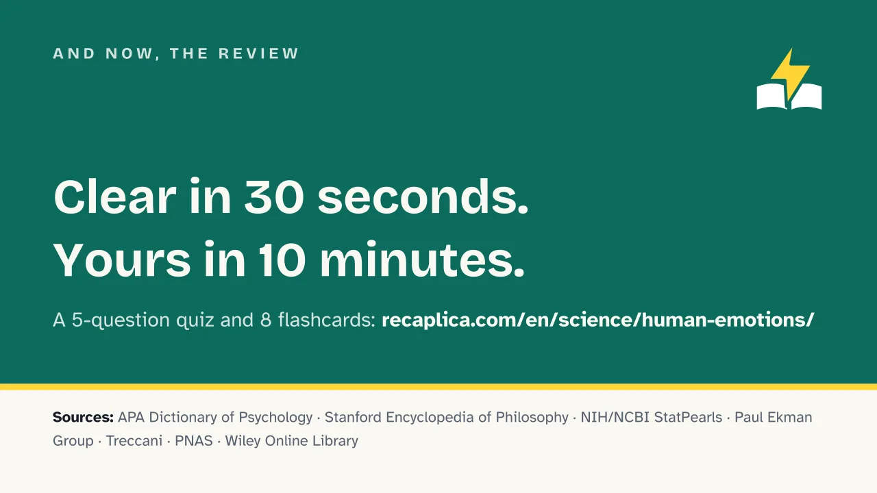 Slide 17 of the presentation on Human emotions: And now, the review