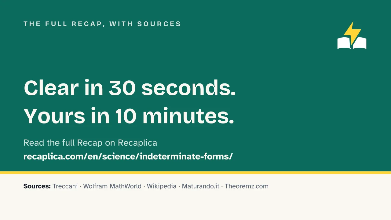 Slide 14 of the presentation on Indeterminate Forms: The full Recap, with sources