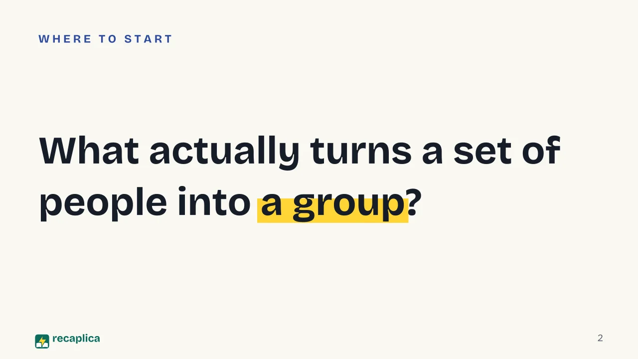 Slide 2 of the presentation on Kurt Lewin: What actually turns a set of people into a group?