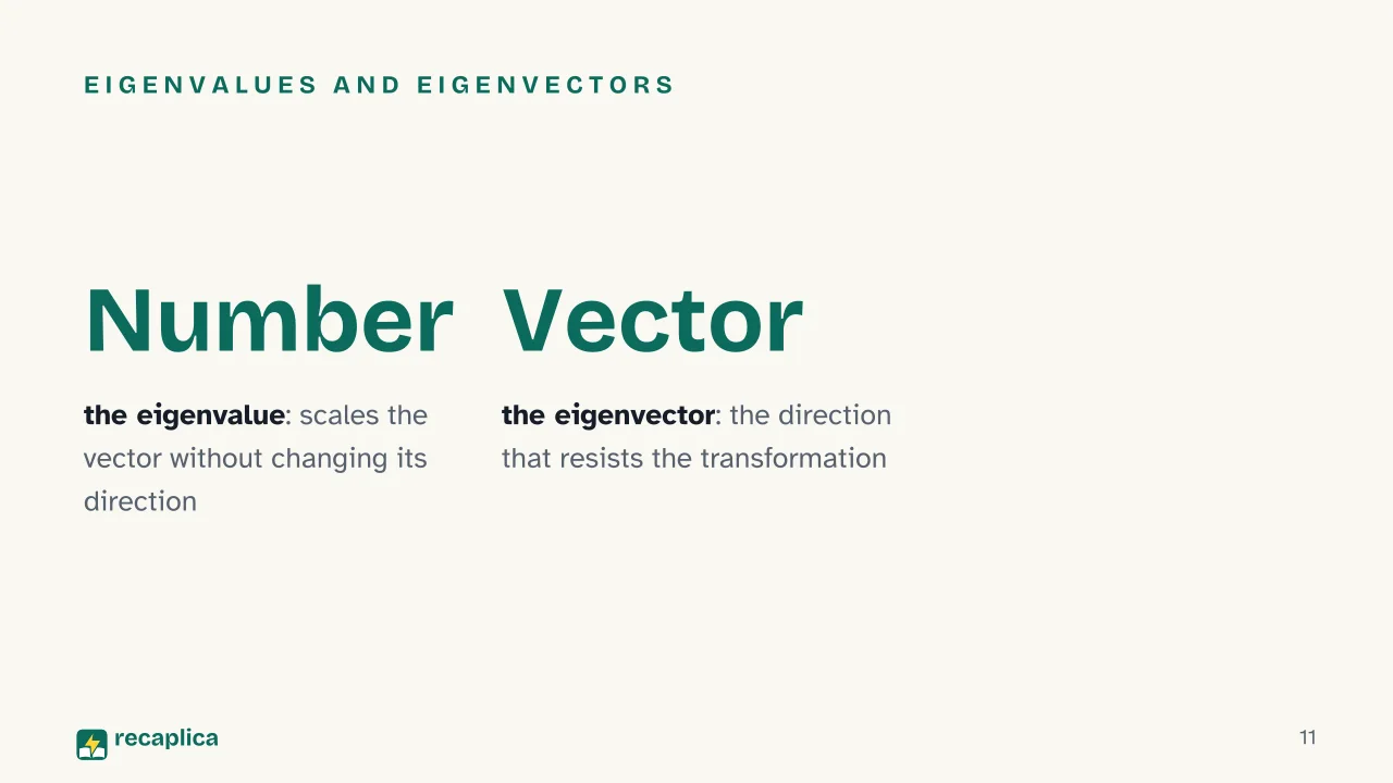 Slide 11 of the presentation on Linear Algebra: Eigenvalues and eigenvectors