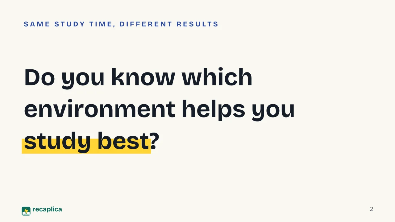 Slide 2 of the presentation on Metacognition: Do you know which environment helps you study best?