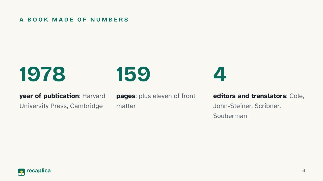 Slide 8 of the presentation on Mind in Society: A book made of numbers