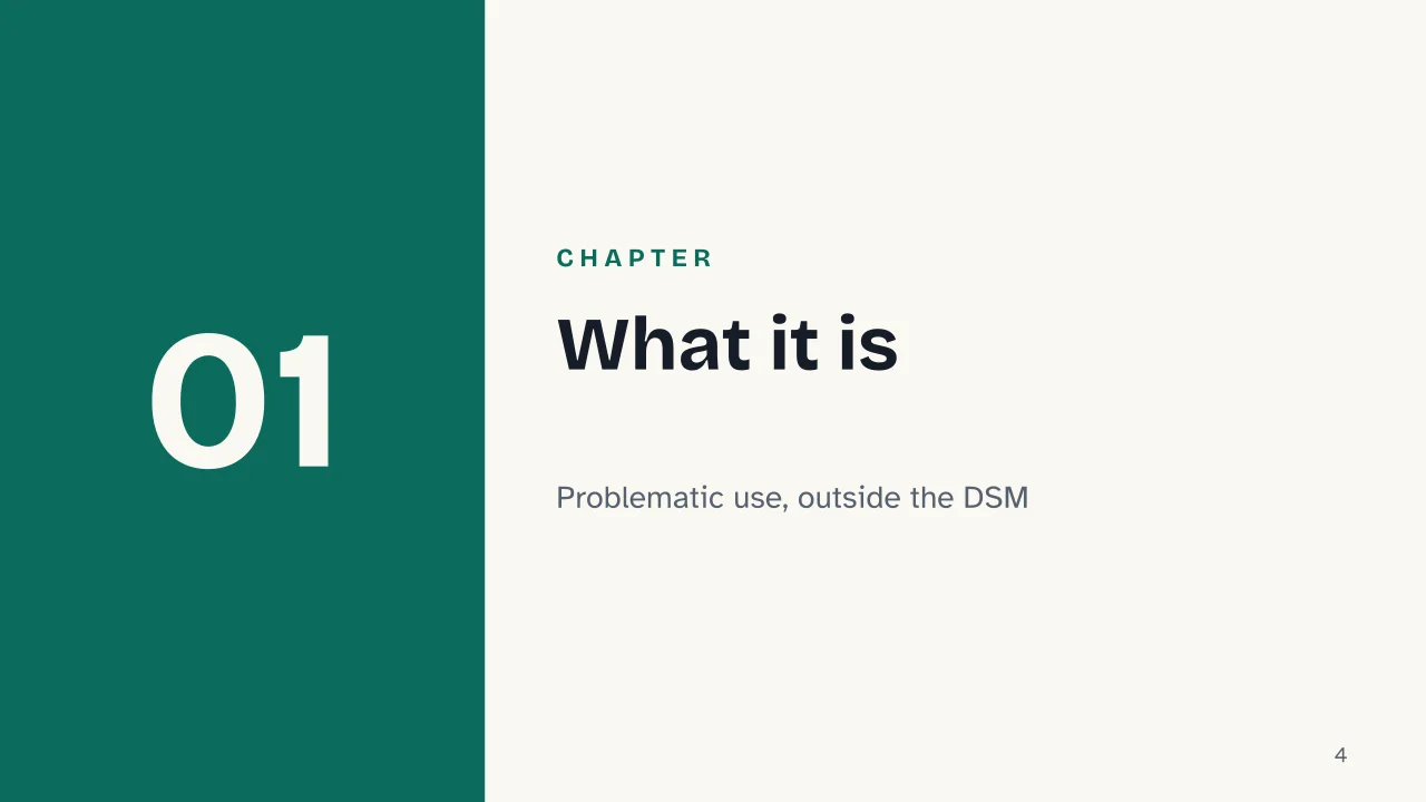 Slide 4 of the presentation on Phone Addiction: Chapter 01: What it is