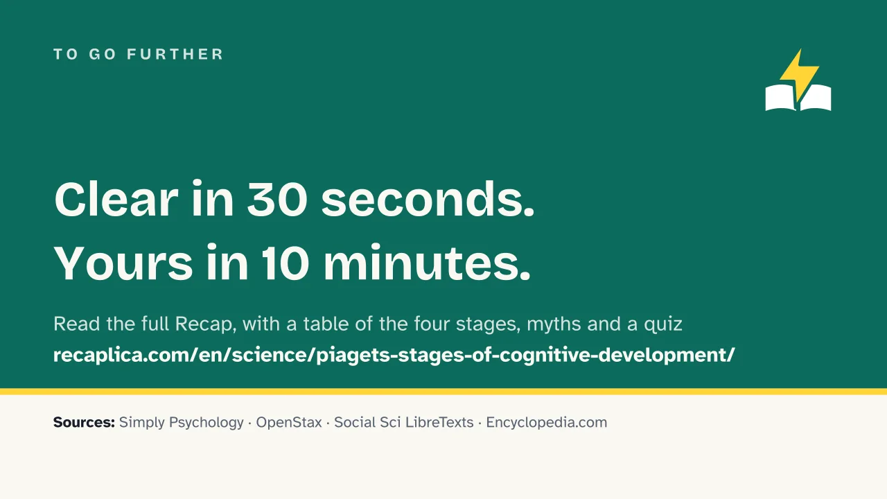 Slide 10 of the presentation on Piaget's Stages of Cognitive Development: To go further