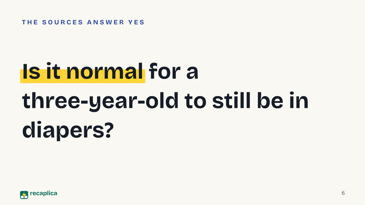 Slide 6 of the presentation on Potty Training: Is it normal for a three-year-old to still be in diapers?