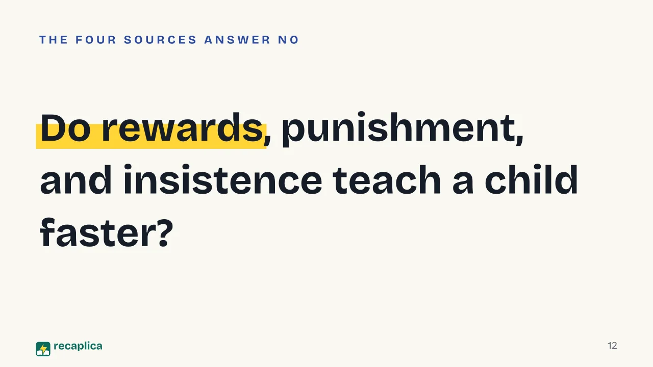 Slide 12 of the presentation on Potty Training: Do rewards, punishment, and insistence teach a child faster?