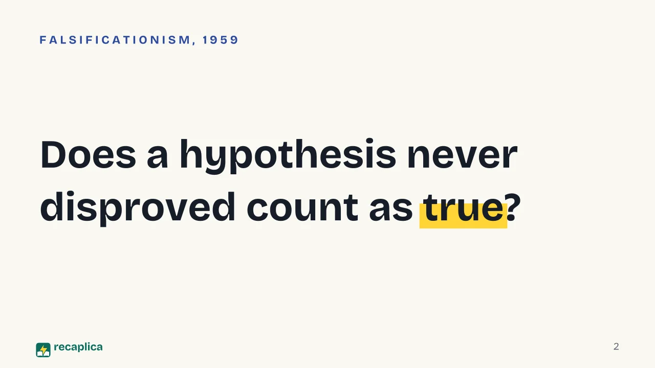 Slide 2 of the presentation on Scientific Method: Does a hypothesis never disproved count as true?