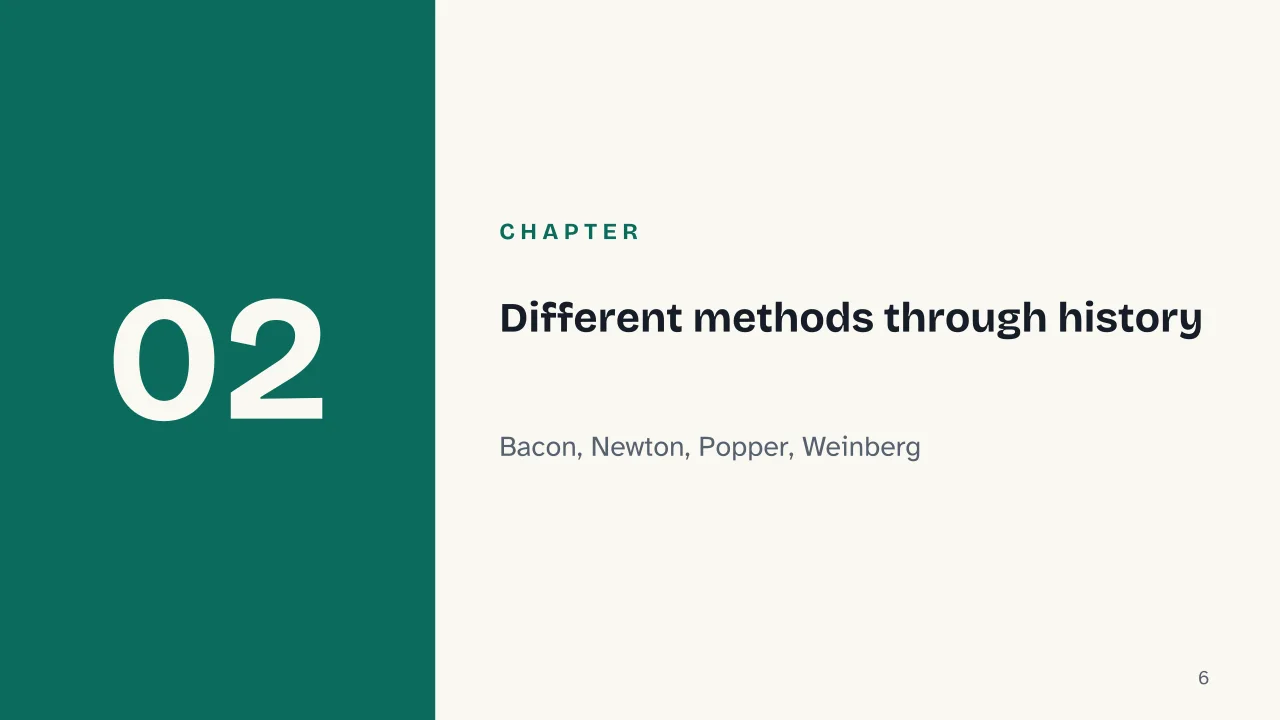 Slide 6 of the presentation on Scientific Method: Chapter 02: Different methods through history