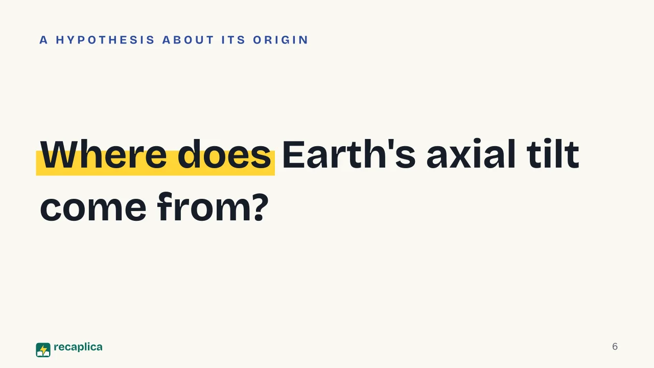 Slide 6 of the presentation on Summer: Where does Earth's axial tilt come from?