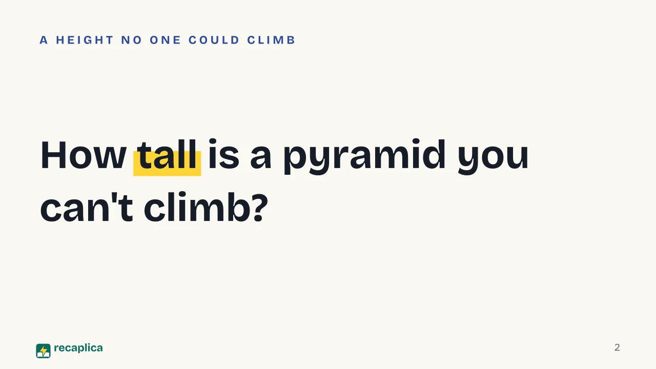 Slide 2 of the presentation on What Is Thales' Theorem? Parallel Lines and Similar Triangles: How tall is a pyramid you can't climb?