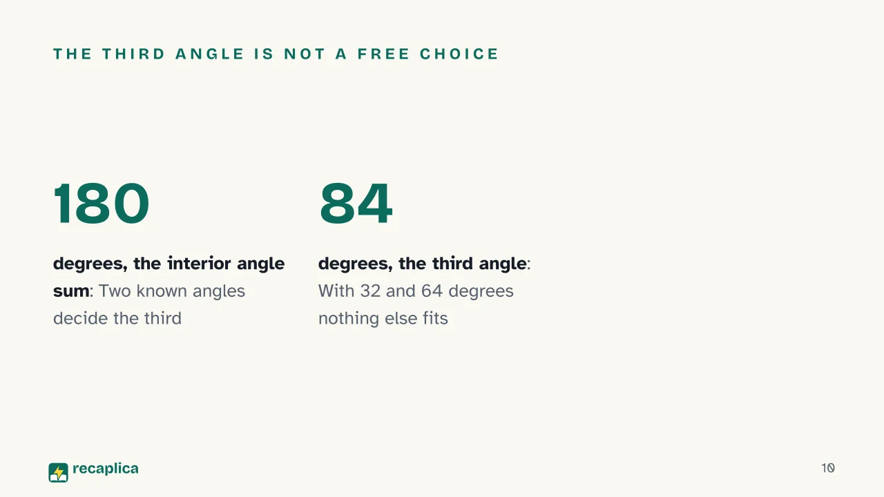 Slide 10 of the presentation on Triangle Similarity Theorems: The third angle is not a free choice