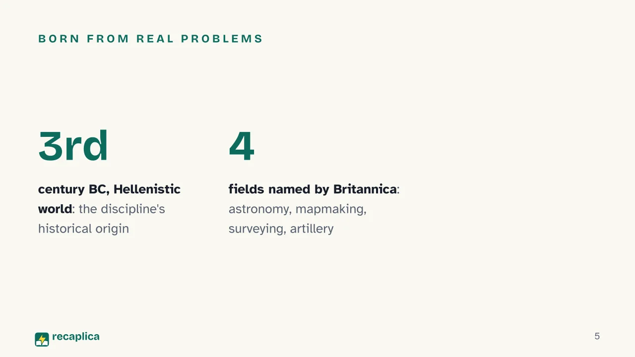 Slide 5 of the presentation on Trigonometry: Born from real problems
