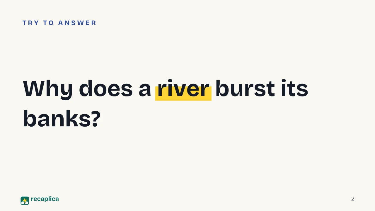 Slide 2 of the presentation on What Is a Flood? Causes, Types and Flash Floods: Why does a river burst its banks?