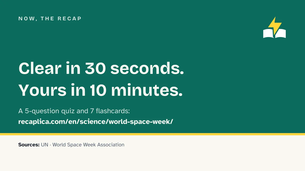 Slide 14 of the presentation on World Space Week: Now, the recap