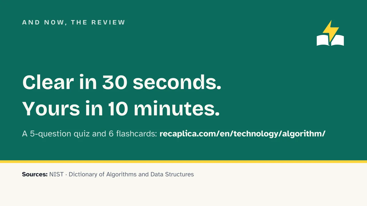 Slide 18 of the presentation on The algorithm: And now, the review