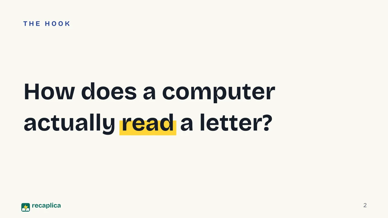 Slide 2 of the presentation on ASCII Table: How does a computer actually read a letter?