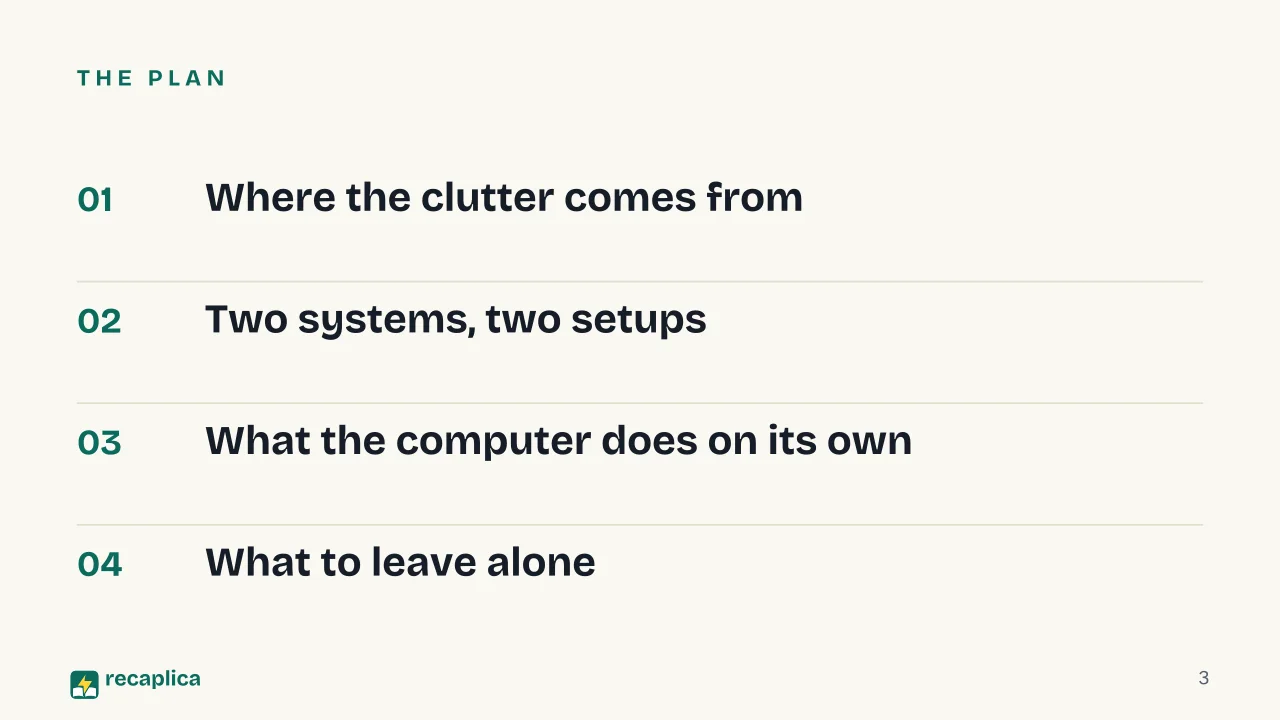 Slide 3 of the presentation on Clean Junk Files from PC and Mac: The plan