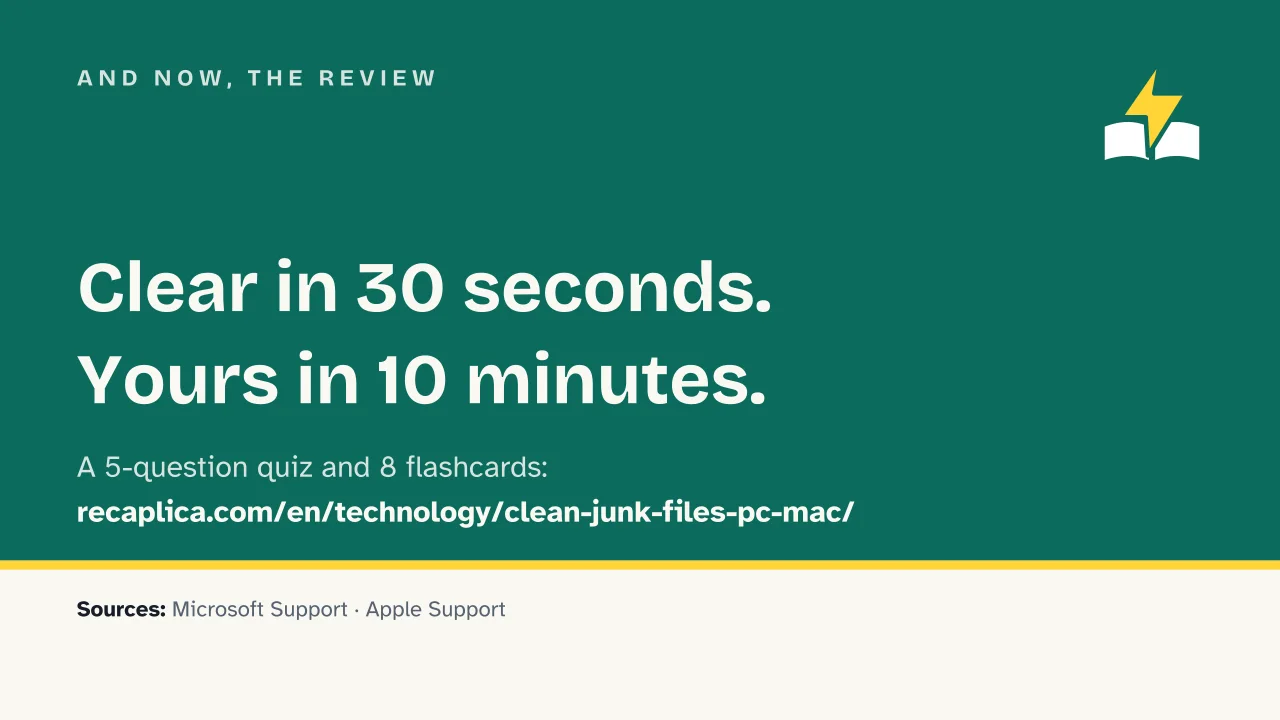 Slide 18 of the presentation on Clean Junk Files from PC and Mac: And now, the review