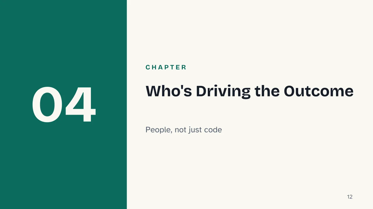 Slide 12 of the presentation on Echo Chamber: Chapter 04: Who's Driving the Outcome