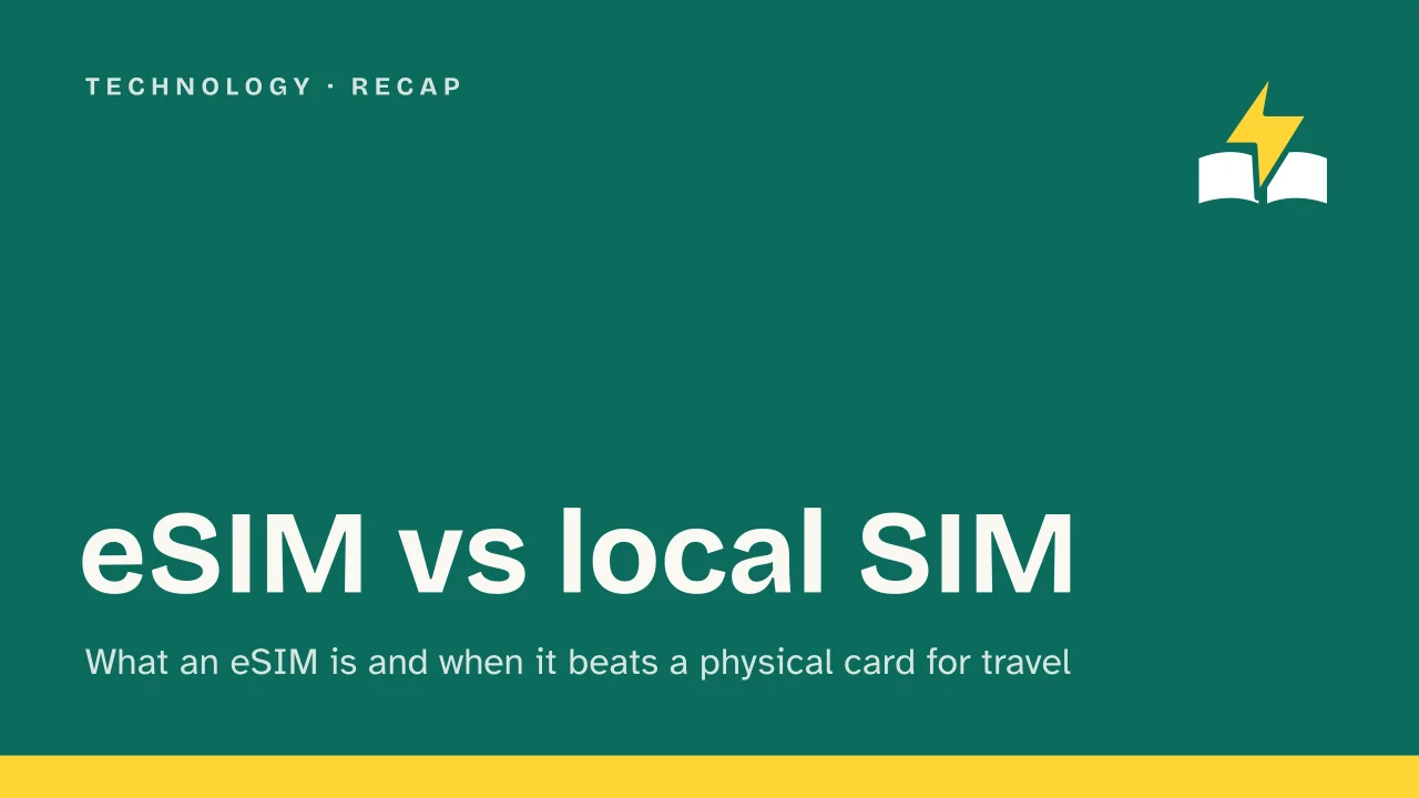 Slide 1 of the presentation on eSIM: eSIM vs local SIM