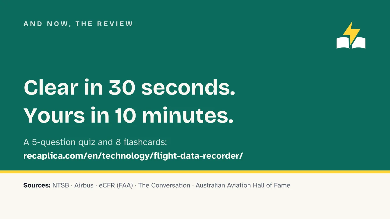 Slide 18 of the presentation on Flight data recorder: And now, the review