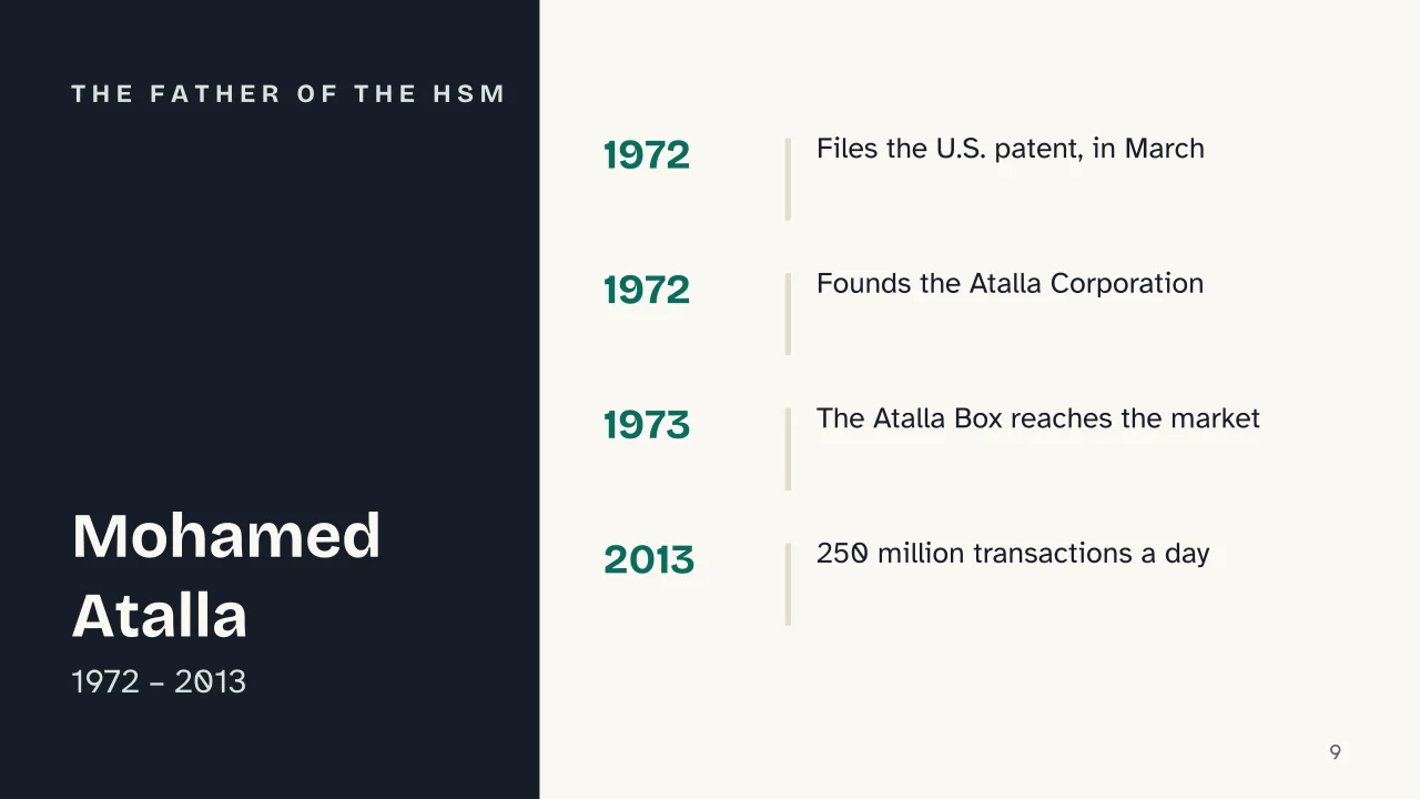 Slide 9 of the presentation on How ATMs Work: The father of the HSM