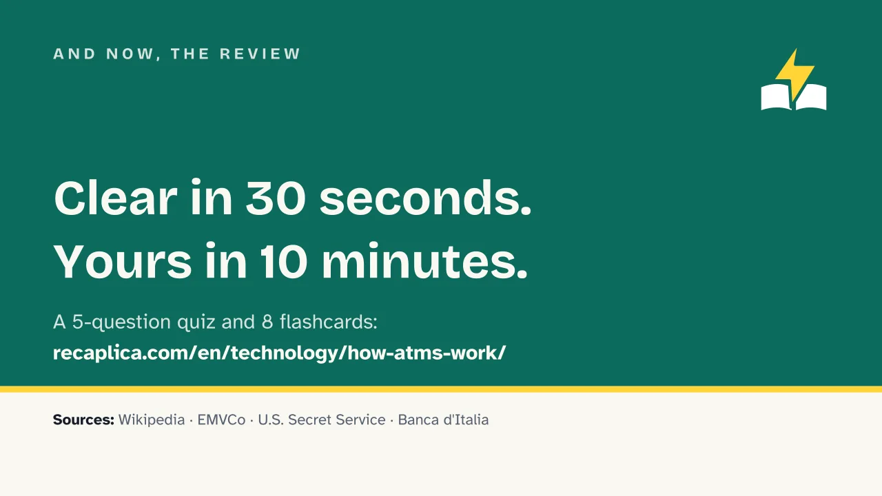 Slide 19 of the presentation on How ATMs Work: And now, the review