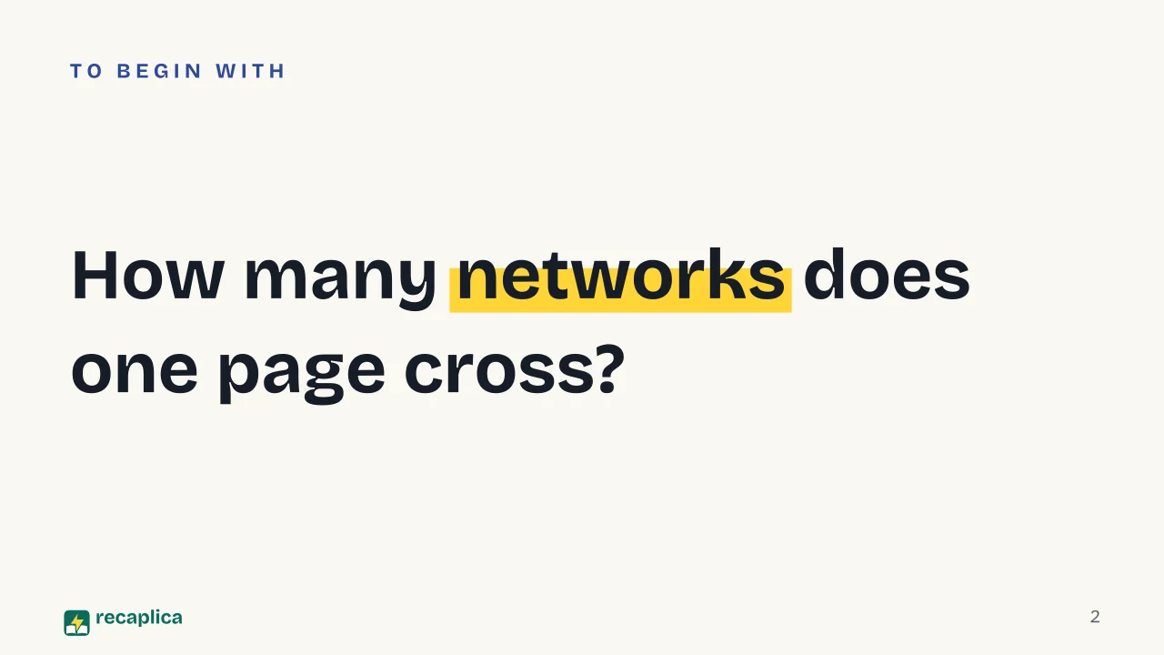 Slide 2 of the presentation on How the internet works: How many networks does one page cross?