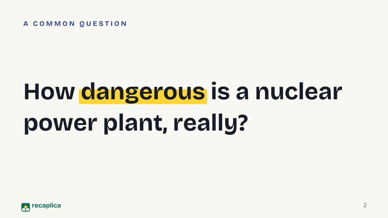 Slide 2 of the presentation on Nuclear Power Plant: How dangerous is a nuclear power plant, really?